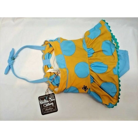 NEW Matilda Jane Lil Dipper Polka Dot Halter Swimsuit Bathing Suit Size 2 2T - Picture 2 of 5
